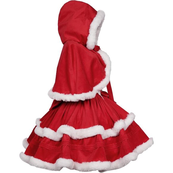 Women's Christmas Red White Dress Santa Outfit Cute Lolita Holiday Costume - Picture 4 of 6